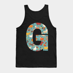 A pattern of farm animals filling the letter G Tank Top